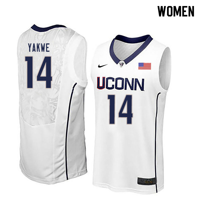 Women #14 Kassoum Yakwe Uconn Huskies College Basketball Jerseys Sale-White